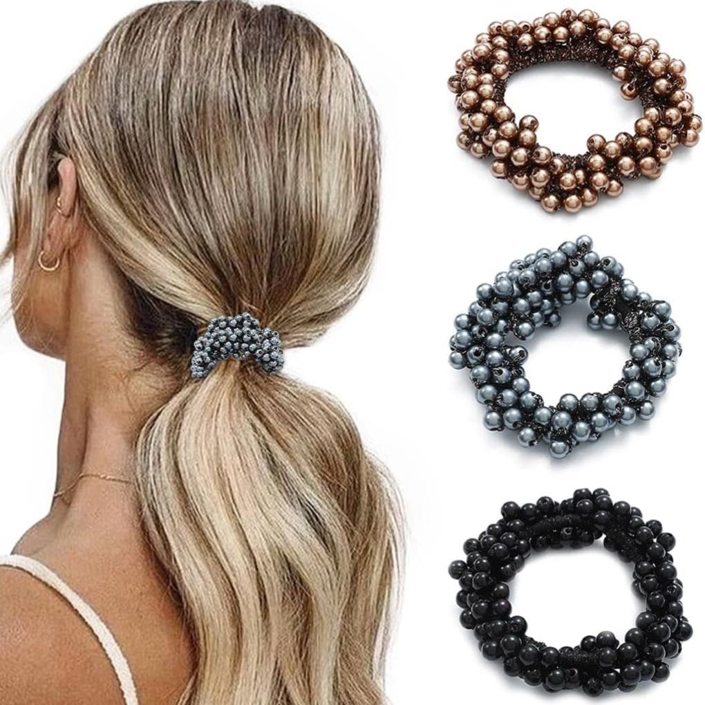 Banda elástica de perlas metalizadas para recoger tu cabello